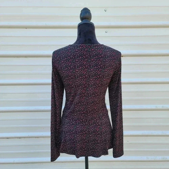 Michael Kors Women Faux Wrap Peplum Elastic Waist Stretch Jersey Top Black Red M - Picture 9 of 9